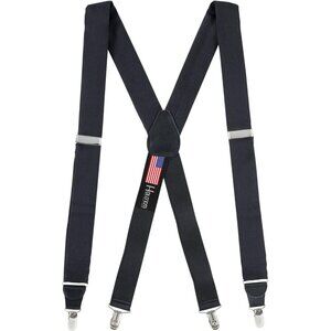 Hold'Em 100% Silk Suspenders for Men Clip End Dress Tuxedo - Black Basket Weave